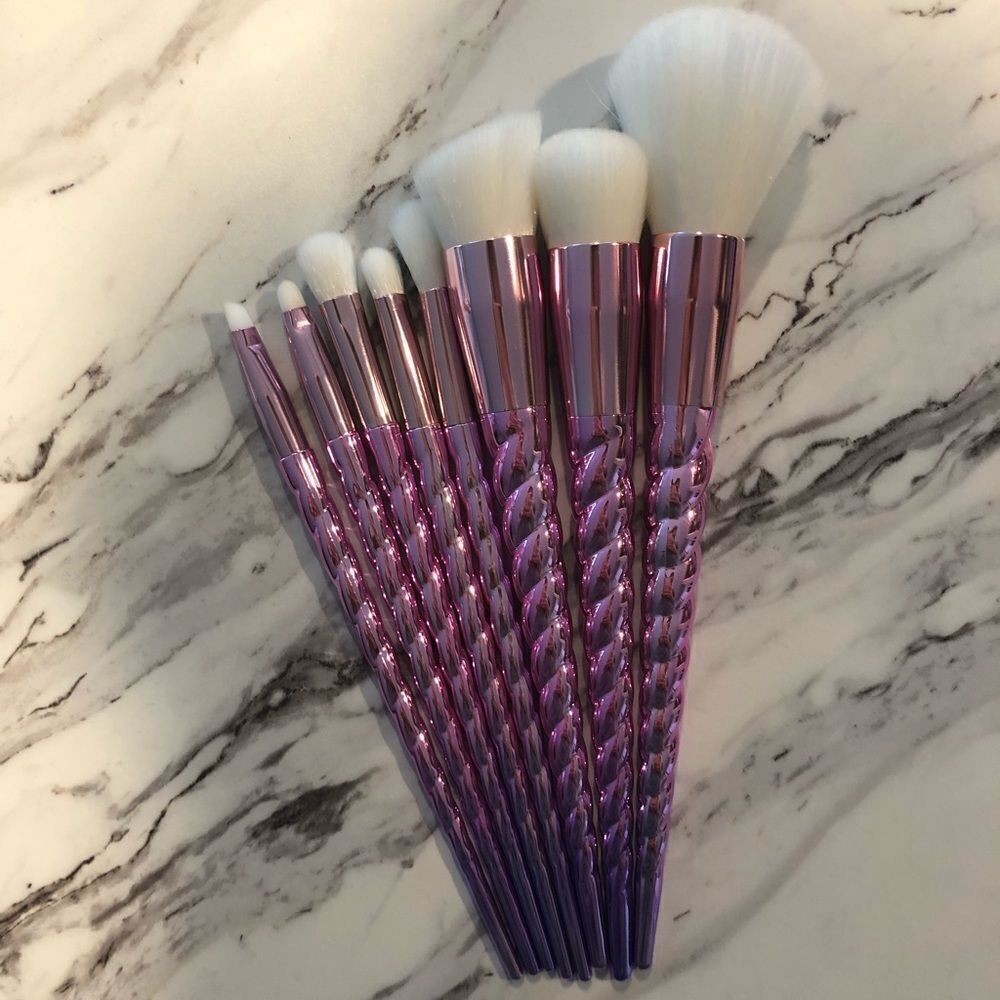 Pink Unicorn Makeup Brushes - 8 Piece Set